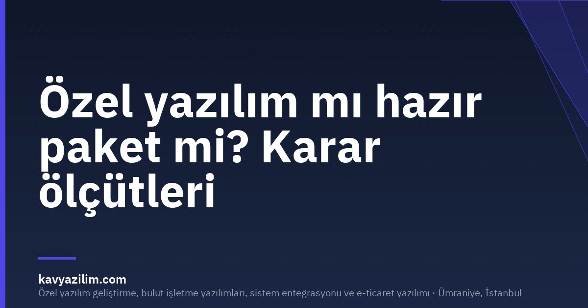Özel yazılım mı hazır paket mi? Karar ölçütleri